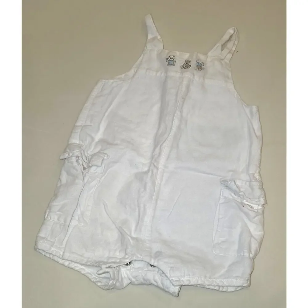 Vintage the Children's Place white, linen overalls sz 3-6mo‎